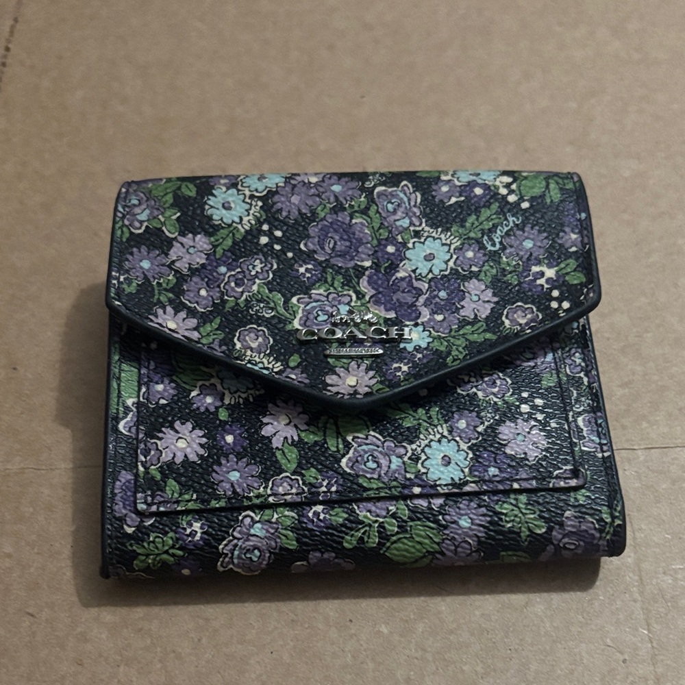 Coach Women's Wallet - Black with Floral Design